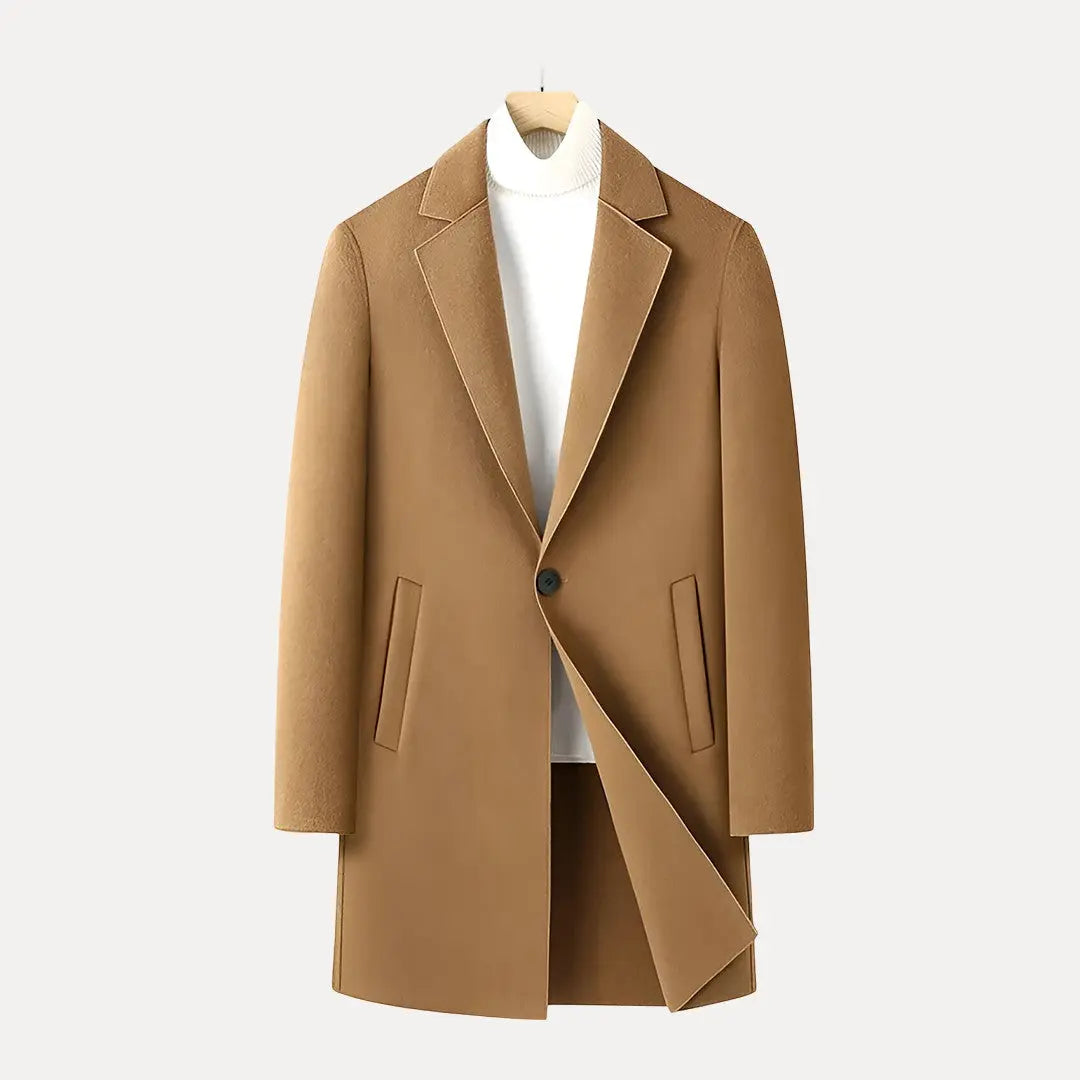 Men's wool blend reversible coat tailored fit, dual-tone versatile outerwear for work and weekend