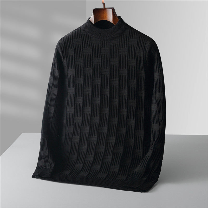 Theodore Willow Fermo cable knit crewneck sweater in classic neutral tones with textured pattern