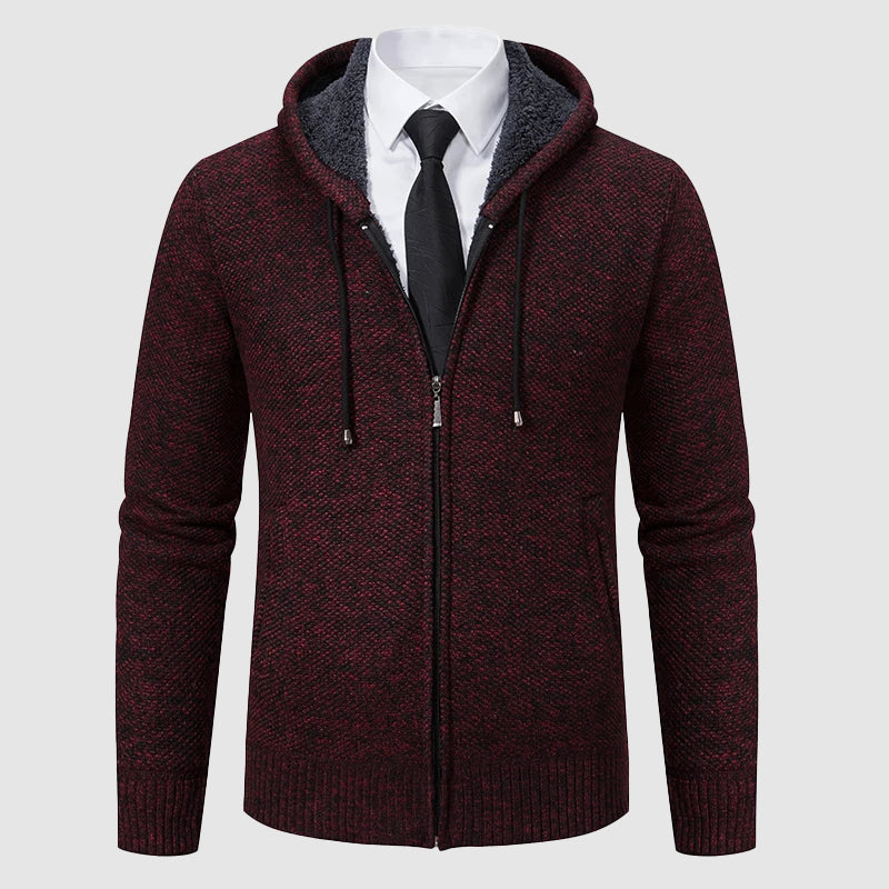 Muted-tone knit cardigan by Roberto Russo, relaxed everyday fit with warm fleece inner lining