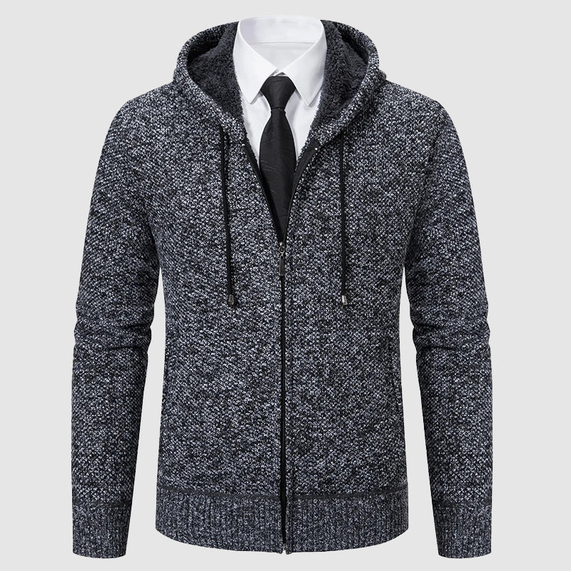 Muted tone knit cardigan by Roberto Russo, relaxed everyday fit with warm fleece lining