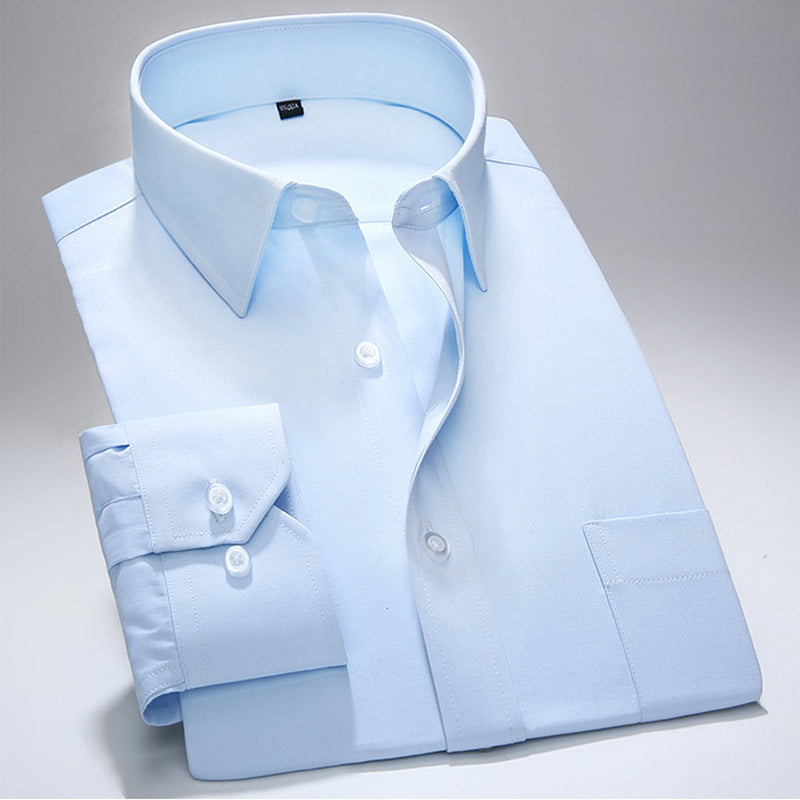White regular-fit Oxford dress shirt with structured tailoring and smooth polished finish for professionals