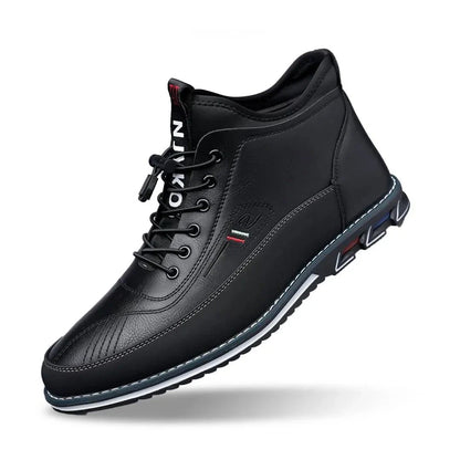 Titan mid-top sneakers in white leather with ankle collar and speed-lace system for urban style