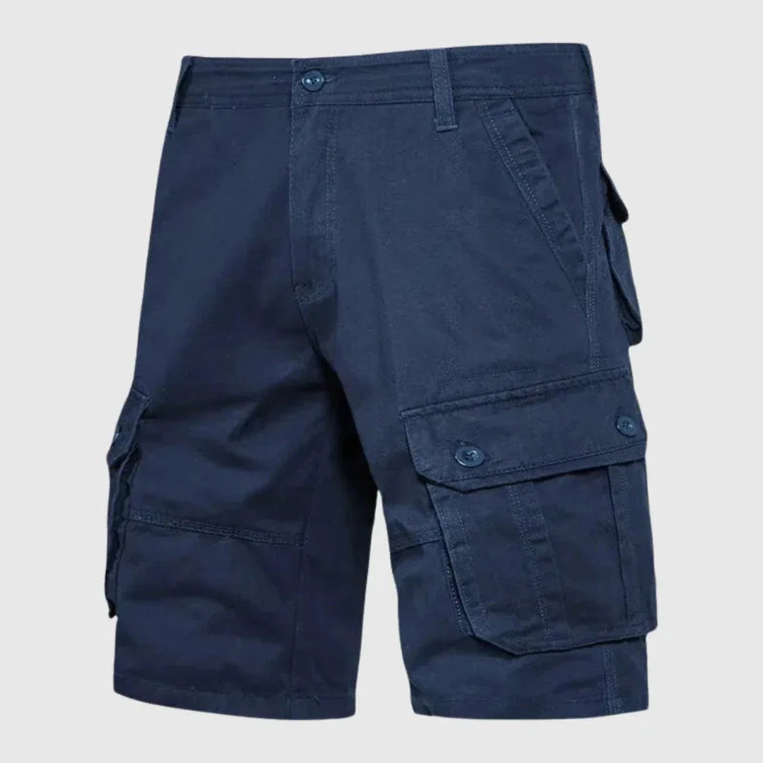 Men's cotton twill cargo shorts multi-pocket relaxed fit breathable outdoor adventure wear