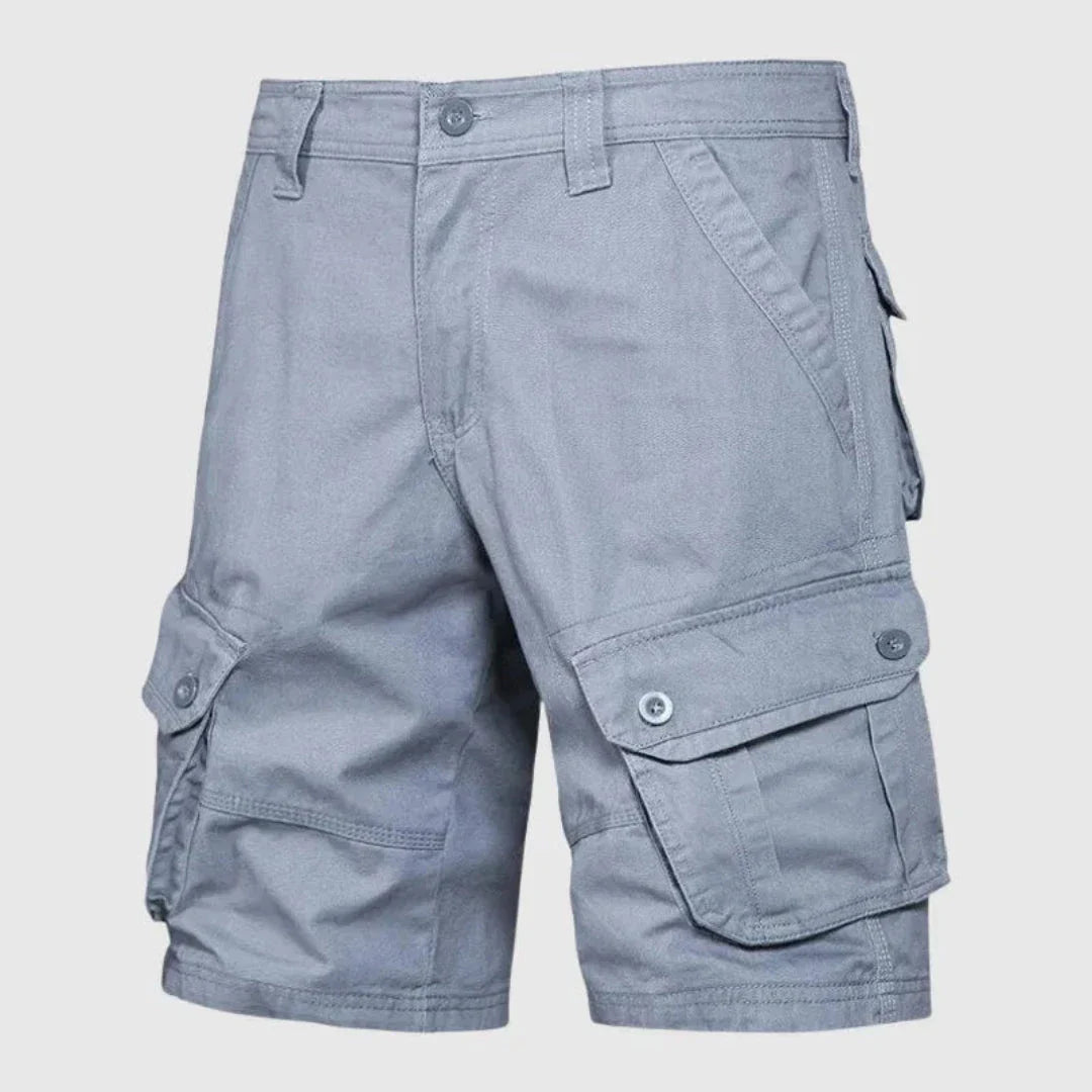 Men's cotton twill cargo shorts multi-pocket relaxed fit breathable outdoor adventure wear