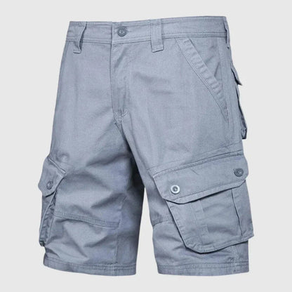 Men's cotton twill cargo shorts multi-pocket relaxed fit breathable outdoor adventure wear
