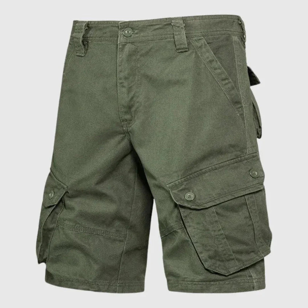 Men's cotton twill cargo shorts multi-pocket relaxed fit breathable outdoor adventure wear