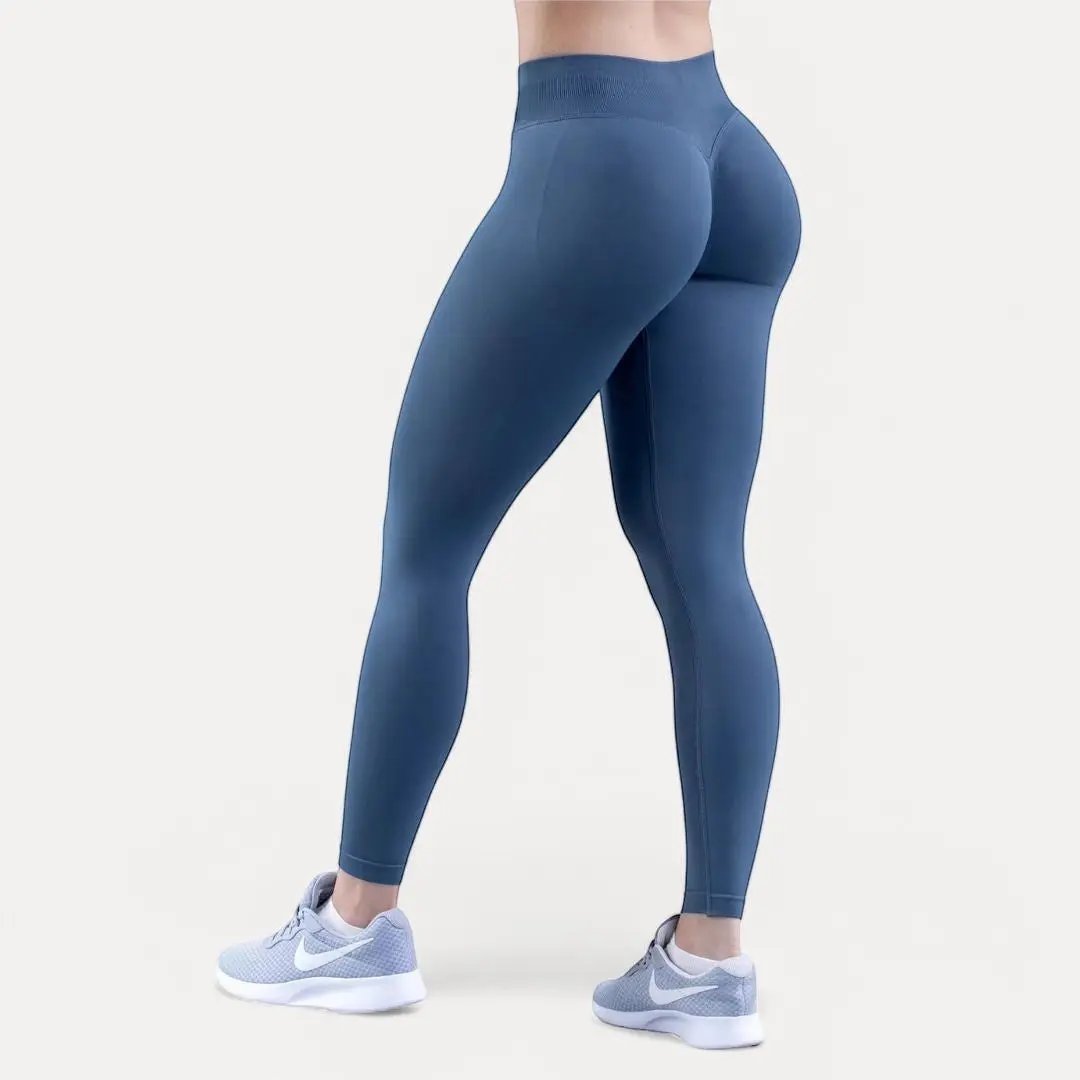 Black high-waist supportive leggings with scrunch butt-lifting design and seamless ribbed waistband