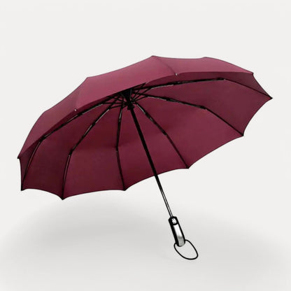 UltraShield auto-fold umbrella with windproof reinforced frame, UV rain protection, compact stylish design