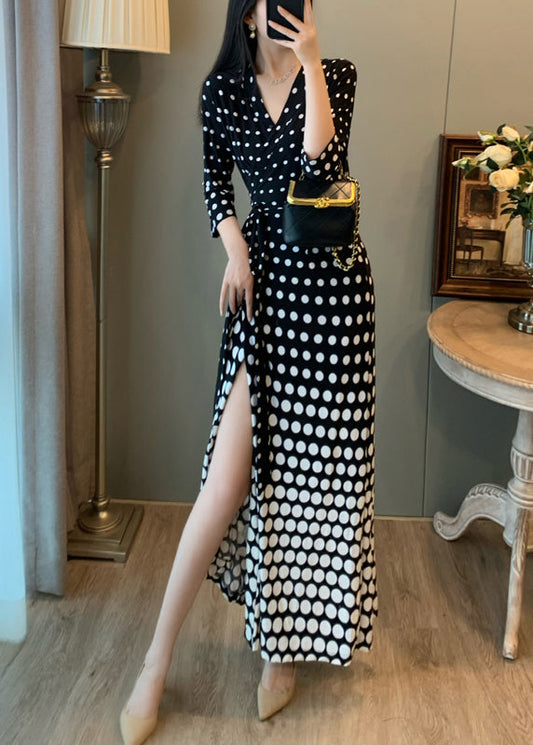 Robe de soirée noire unique à dégradé et ouverture latérale à la taille - Wavlynn
