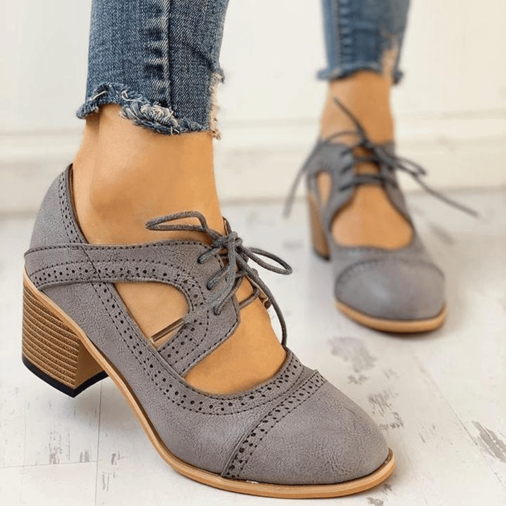 Women's heeled PU leather boots in brown, gray & black — sleek silhouette with all-day comfort