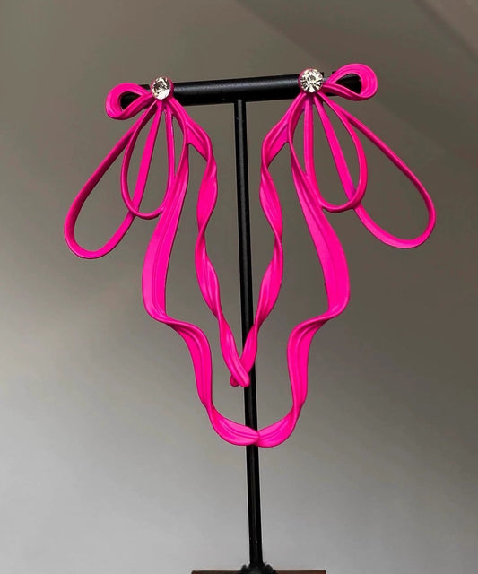 Boucles d'oreilles pendantes uniques en alliage de zircon rose - Wavlynn