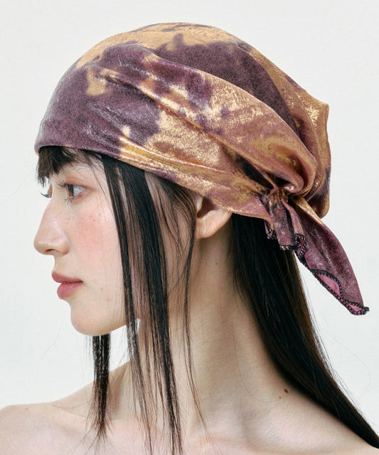 Chapeau Bonnie unique à cintrage violet et doré, tie-dye - Wavlynn