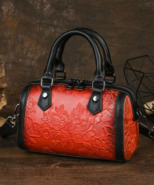 Sac fourre-tout unique en cuir de veau gaufré rouge - Wavlynn