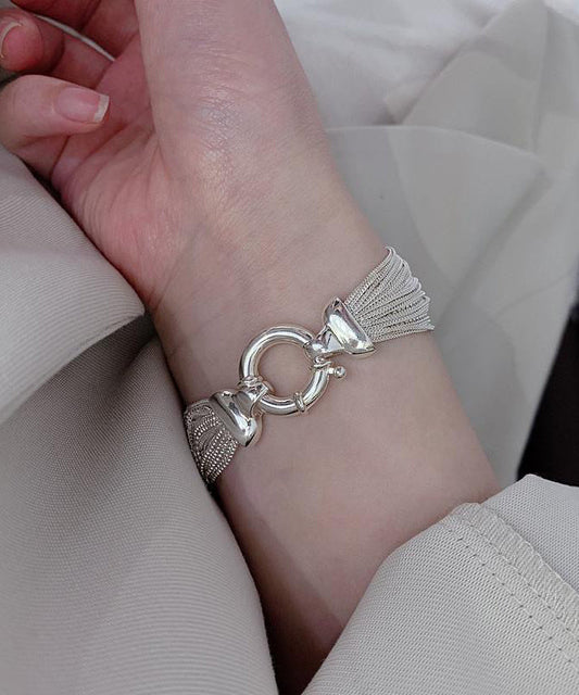 Bracelet chaîne unique en argent 925 et soie - Wavlynn
