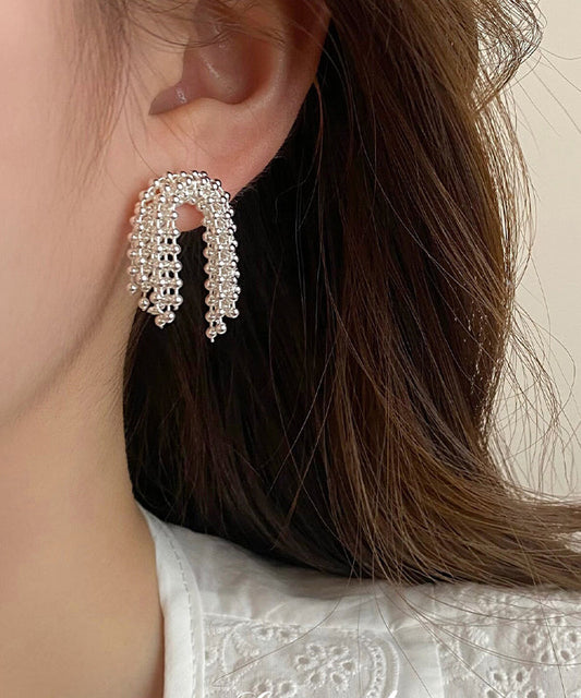Boucles d'oreilles créoles à pompons en métal et soie uniques avec feux d'artifice - Wavlynn