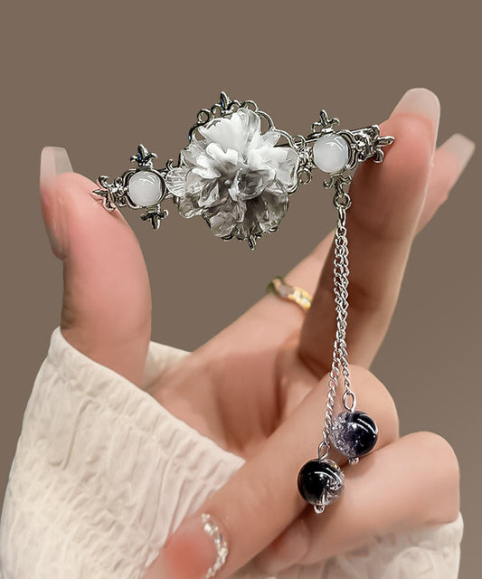 Épingle à cheveux unique en soie, argent sterling et jade - Wavlynn
