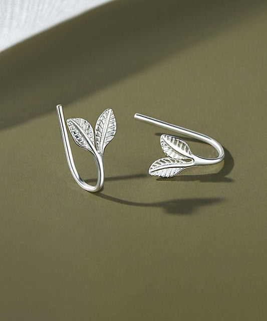 Boucles d'oreilles créoles uniques en argent sterling et soie, petites et tendres fleurs - Wavlynn