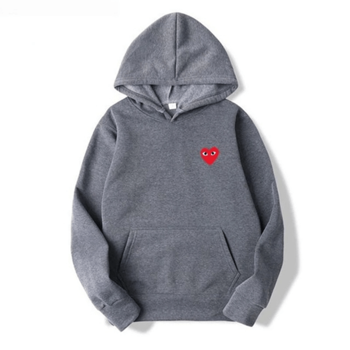 Women's beige pullover hoodie with heart embroidery, cozy relaxed fit, casual everyday warmth