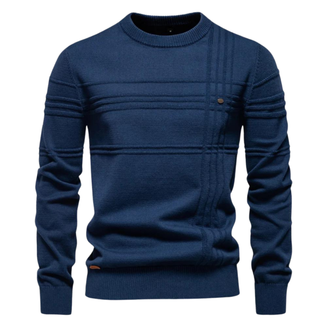 Men's checkered sweater in classic pattern, slim-fit crewneck with timeless elegant design