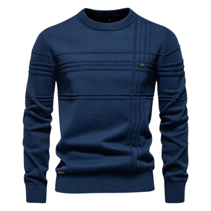 Men's checkered sweater in classic pattern, slim-fit crewneck with timeless elegant design