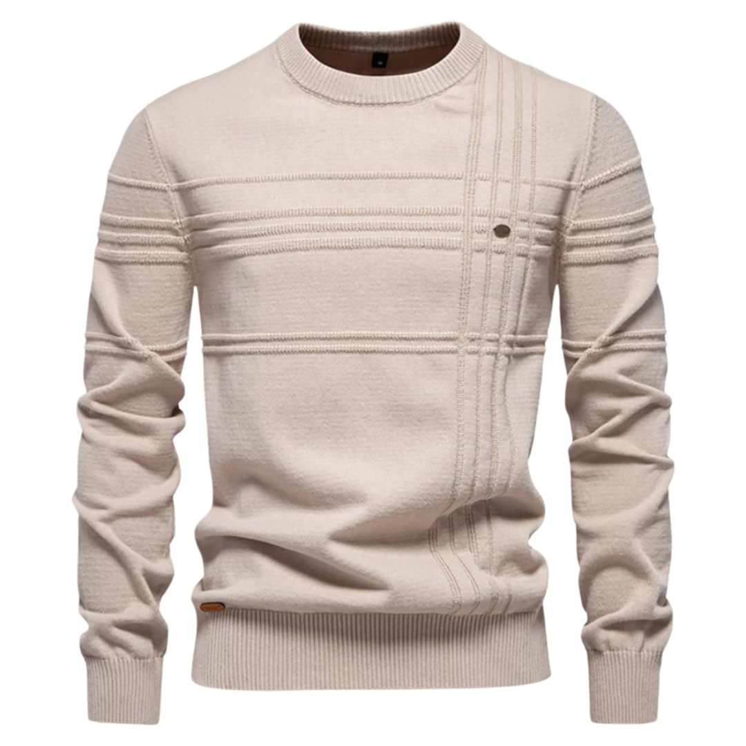 Men's checkered sweater in classic pattern, slim-fit crewneck style with elegant timeless design