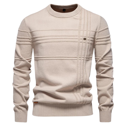 Men's checkered sweater in classic pattern, slim-fit crewneck style with elegant timeless design