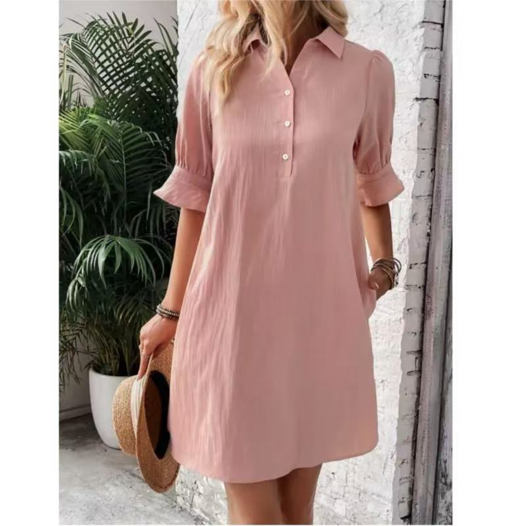 Elegant button-down shirt dress in a flattering silhouette with classic button-front detail