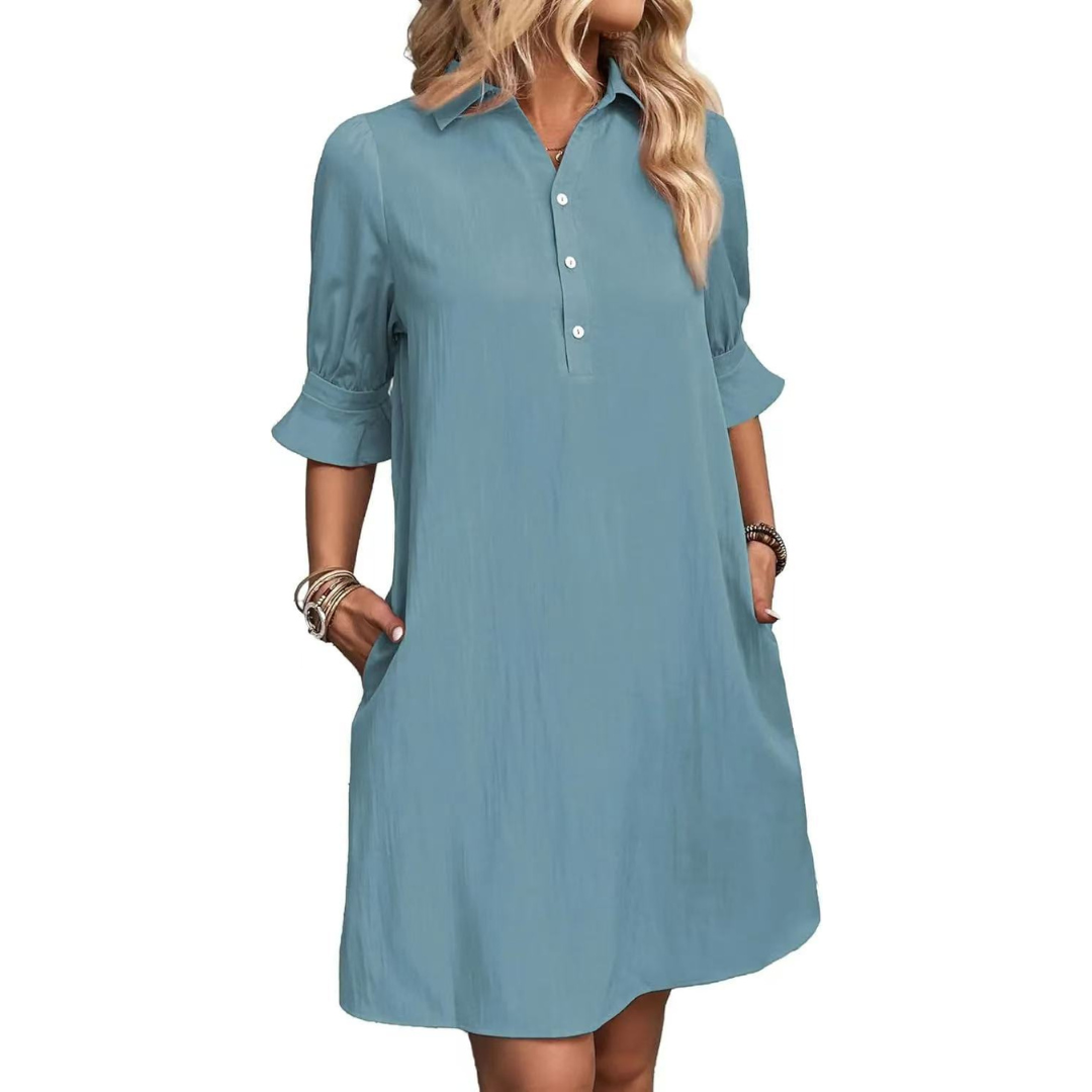 Georgia elegance button-down shirt dress flattering silhouette casual refined style versatile everyday wear