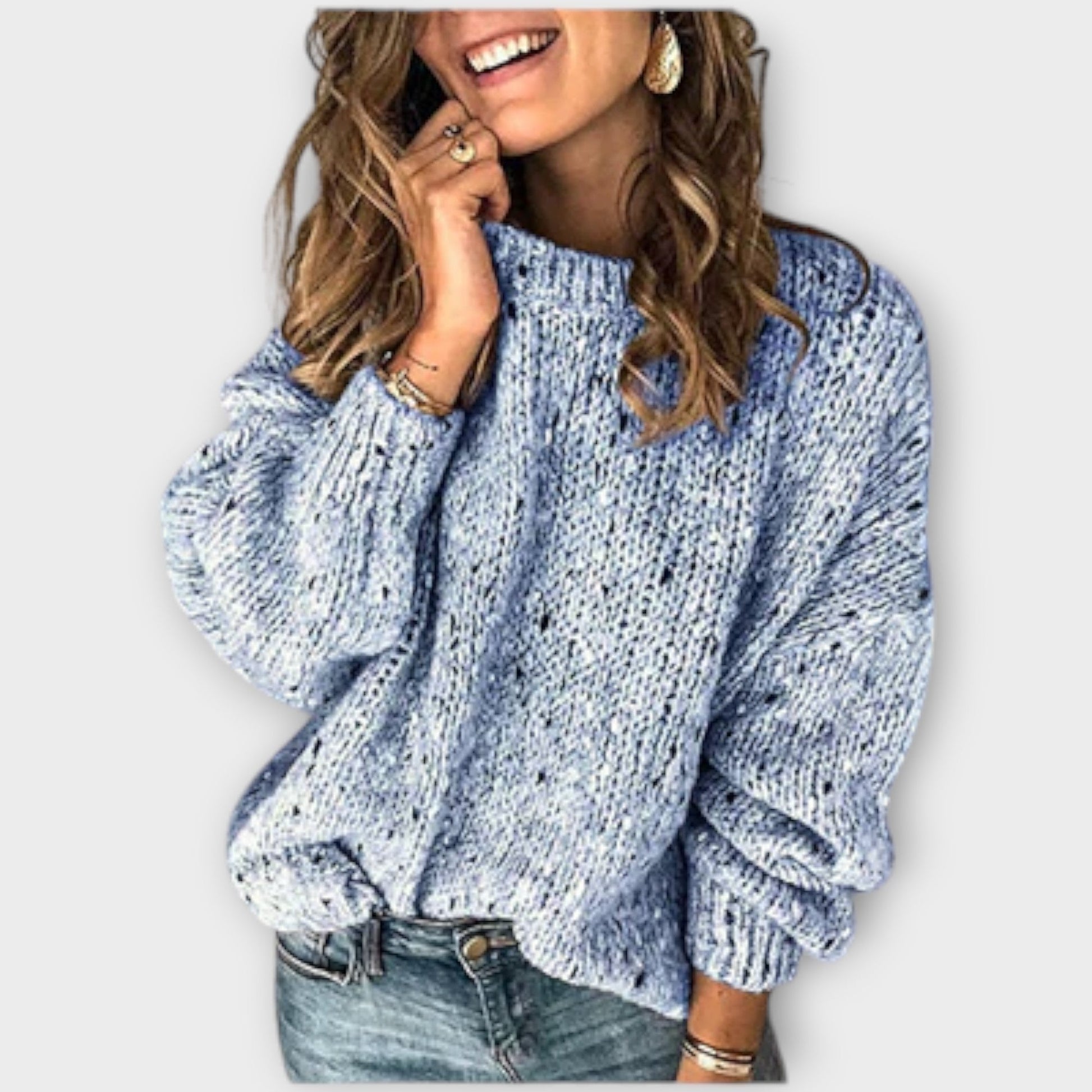 Cozy retro women's sweater in warm tones with vintage-inspired design, perfect for effortless layering