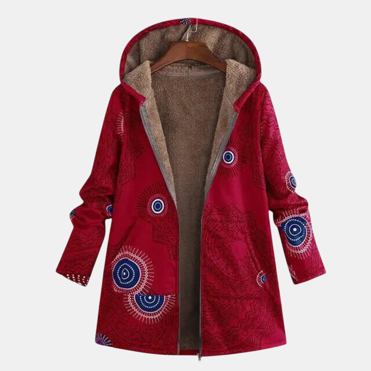 Multicolor tribal pattern women's structured jacket with flattering relaxed fit and bold artistic print