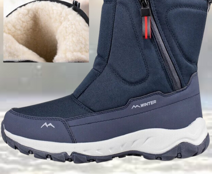 Men's waterproof insulated winter boots with non-slip rubber sole and side zipper closure