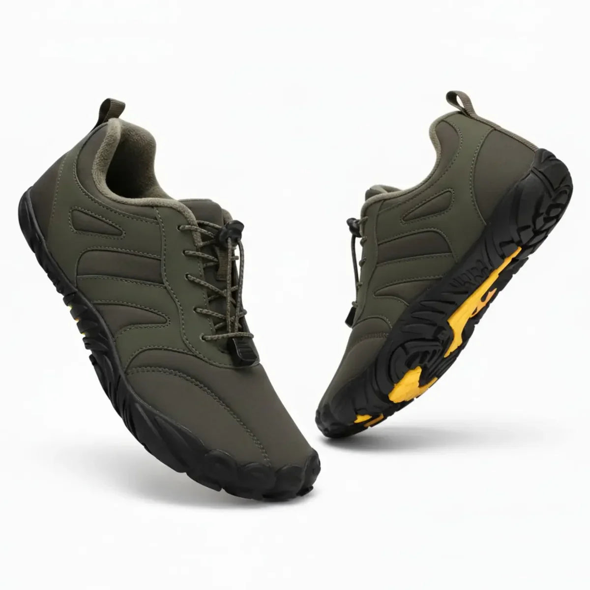 Unisex winter barefoot hiking shoes wide toe box flexible non-slip sole warm breathable gray