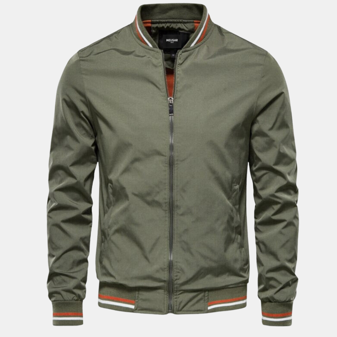 Men's Nordic Flair lightweight bomber jacket with ribbed cuffs, clean silhouette, versatile fall essential