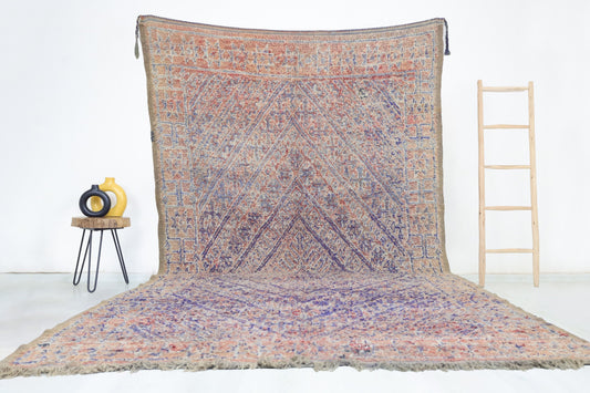 Businat Vintage Moroccan Rug 6'8" x 13'1" - Wavlynn