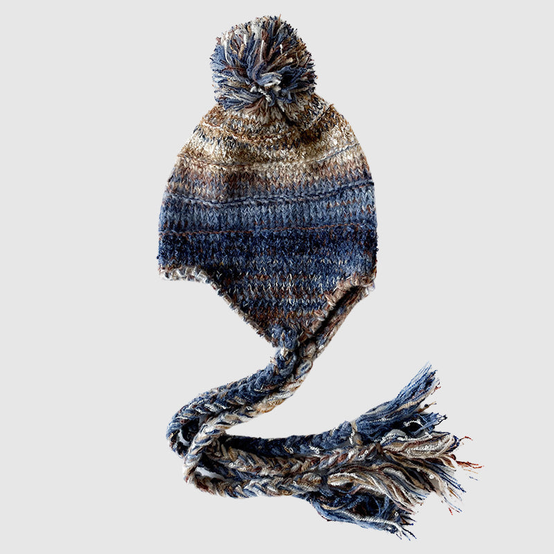 Valentina Rossi Aurora Dreams knitted winter hat in bold multicolor soft yarn handcrafted design