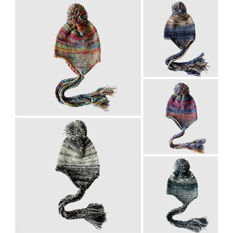 Valentina Rossi Aurora Dreams knitted winter hat in bold multicolor soft yarn handcrafted design