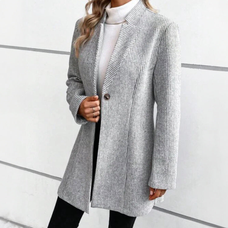 Valentina Rossi regal jacquard coat with intricate woven pattern, sophisticated full-length silhouette