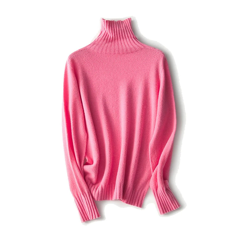 Valentina Rossi ivory turtleneck sheep wool sweater, luxurious soft knit cozy pullover