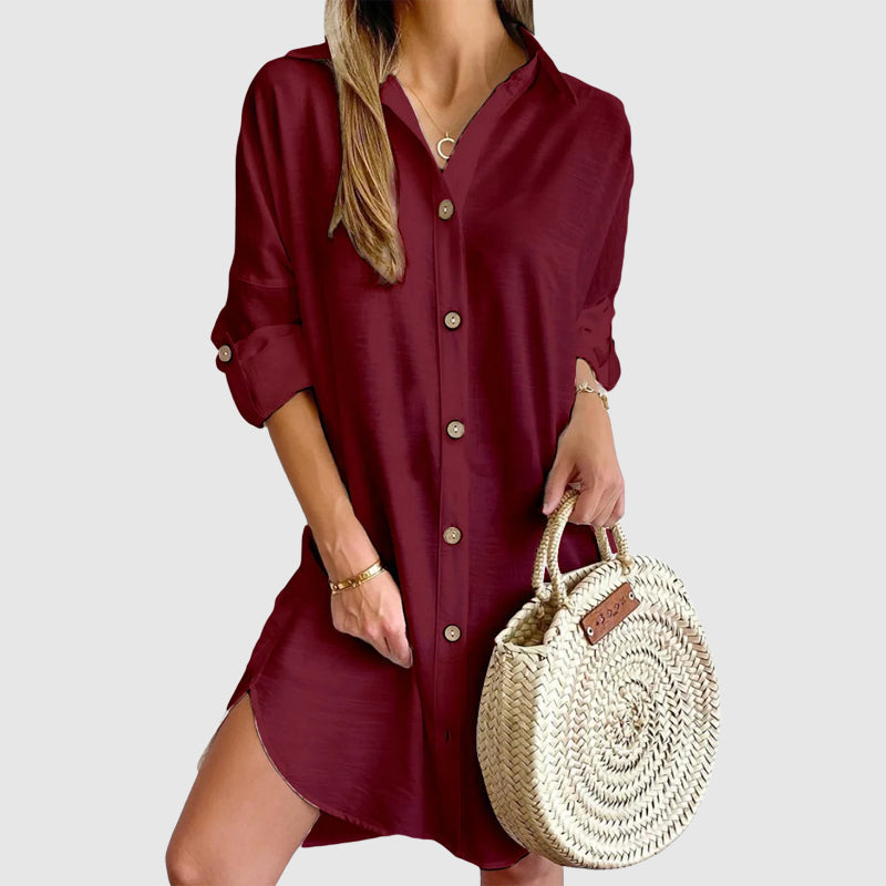 Valentina Rossi light mini shirt dress relaxed fit button-down lightweight polyester blend everyday chic