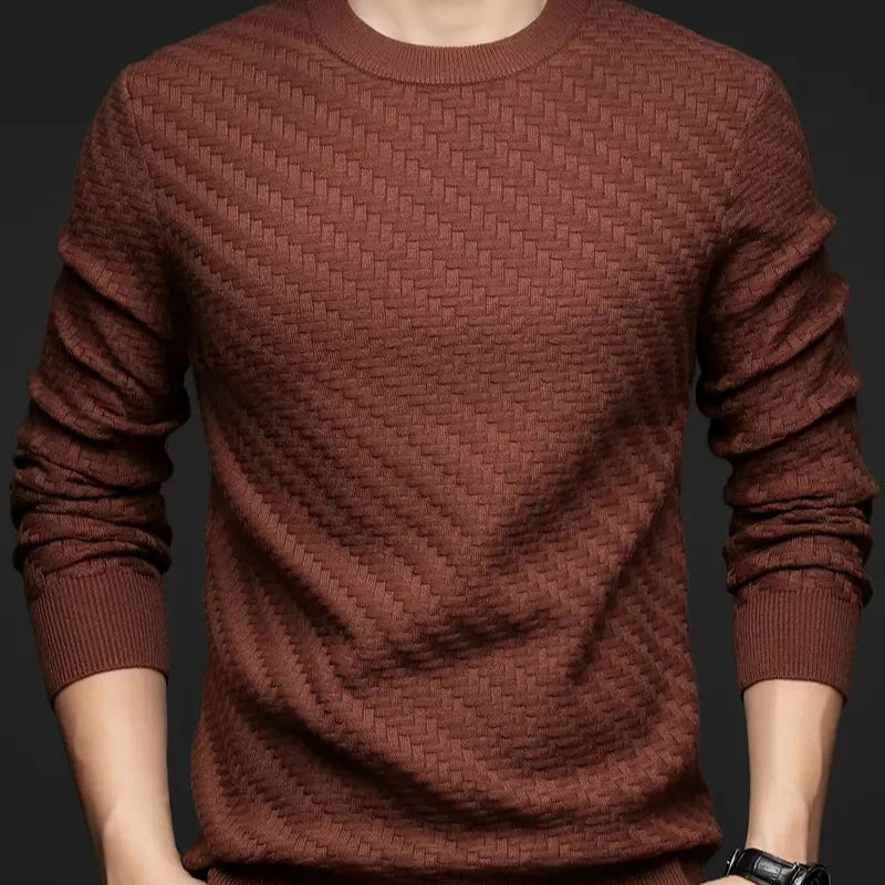 Valor textured knit sweater with ribbed cuffs and hem for a structured, sophisticated everyday look