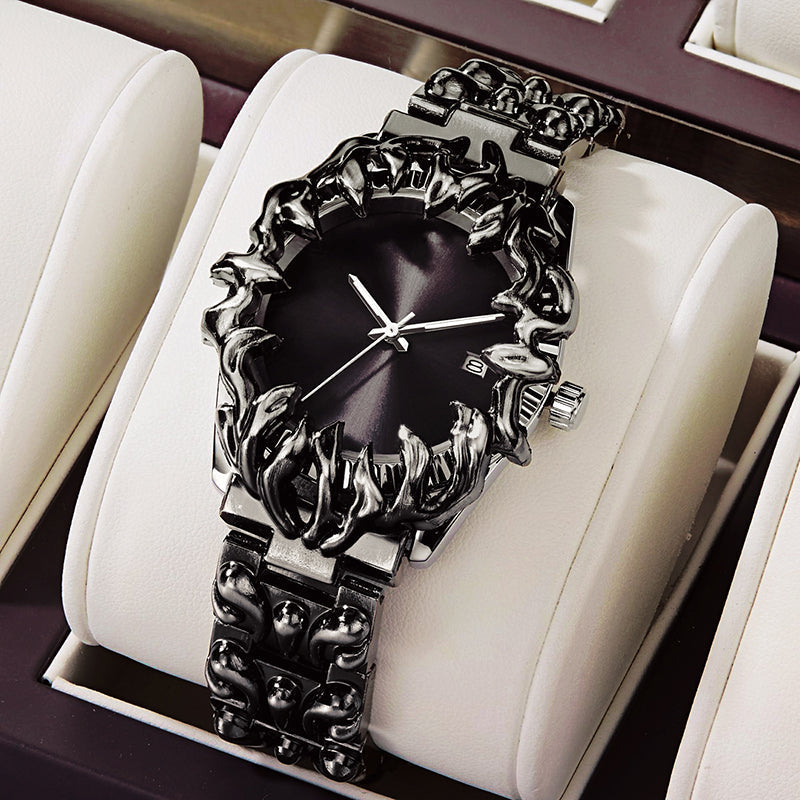 Vena Axis silver stainless steel statement watch with bold claw-inspired sculptural bezel