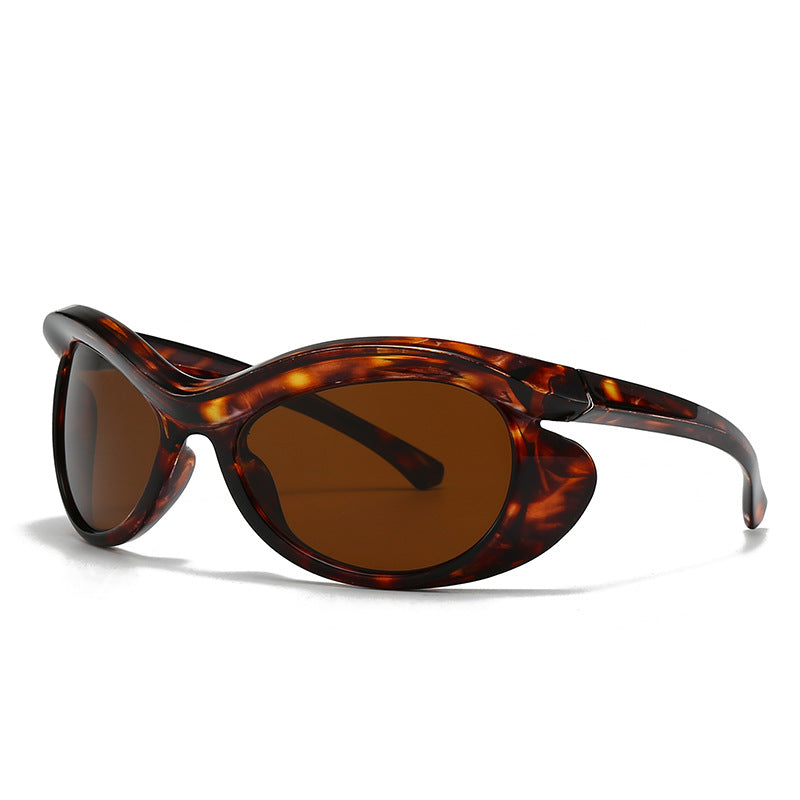 Vibe Eclipse Shades black high-gloss wraparound oval sunglasses with dark UV lenses