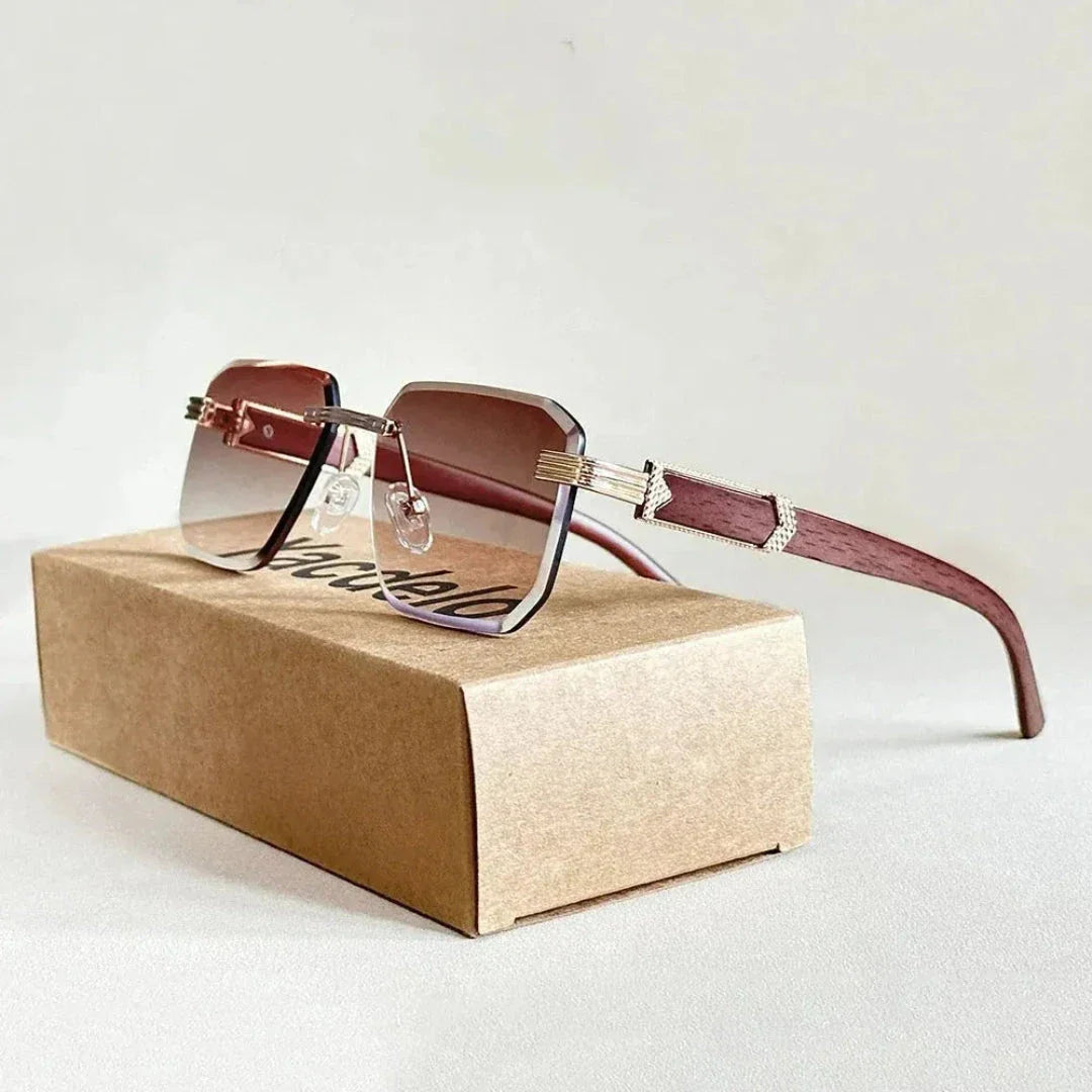 Women's rimless square gradient sunglasses with geometric modern frames and sleek minimalist silhouette