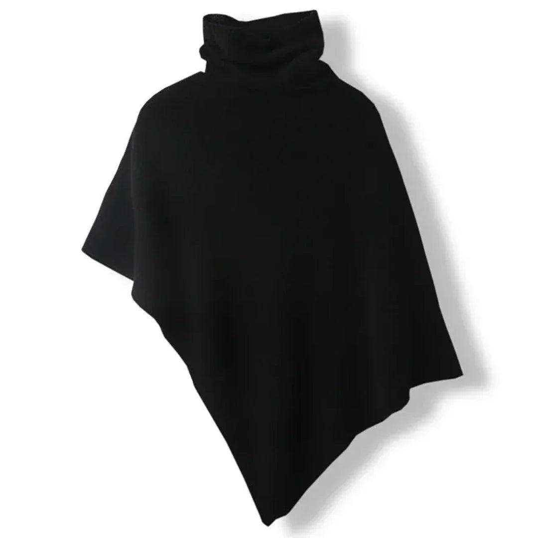 Vida cream 100% wool poncho with turtleneck design, cozy yet elegant versatile layering piece