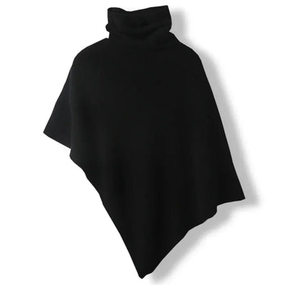 Vida cream 100% wool poncho with turtleneck design, cozy yet elegant versatile layering piece