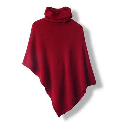 Vida camel wool poncho with turtleneck, cozy oversized drape for effortless layered style