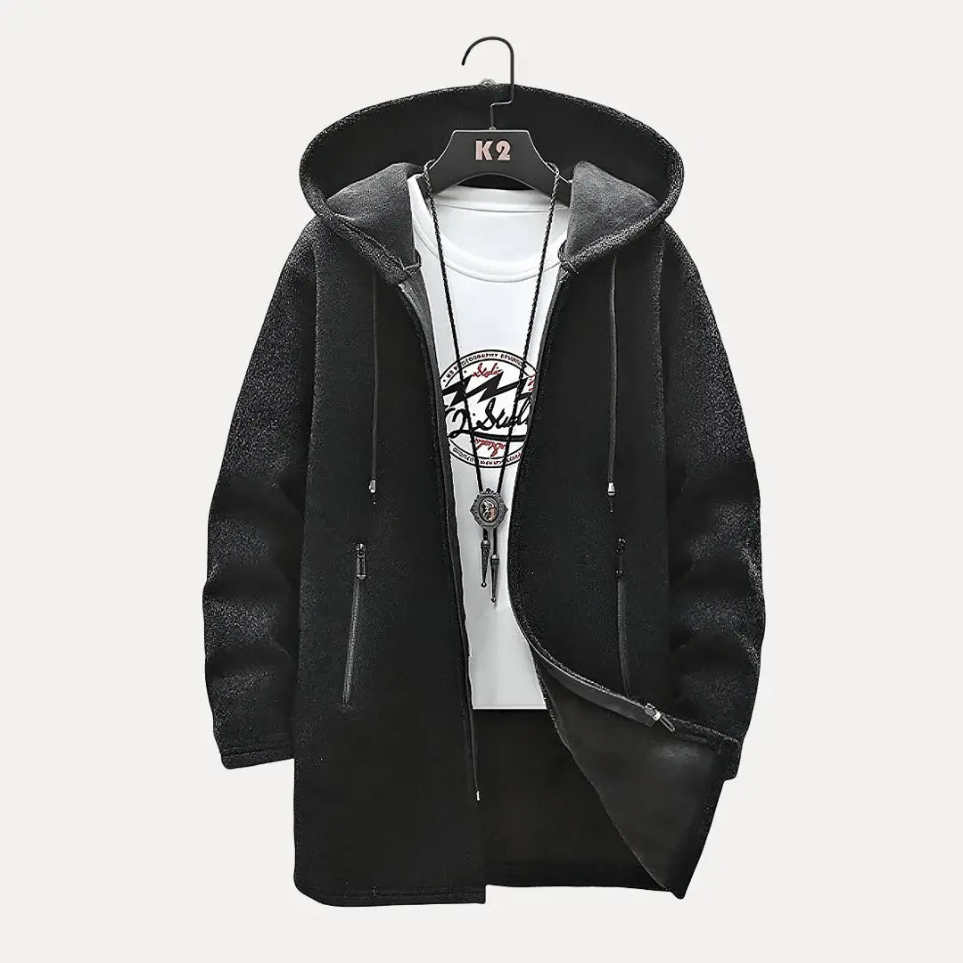 Vince gray drawstring hooded jacket with plush lining, adjustable hood, and YKK zippers
