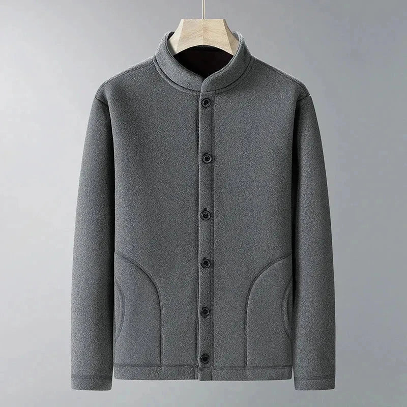 Vince Button-Up Jacket polyester-blend smooth drape polished silhouette cool-weather versatile coat