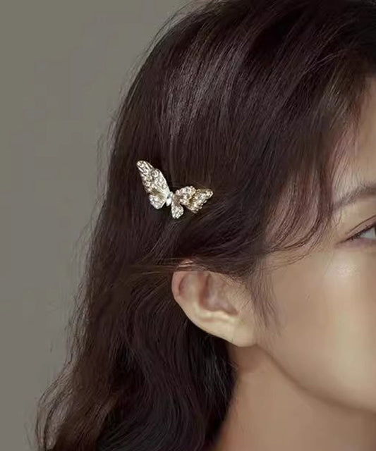 Épingle à cheveux papillon vintage en alliage de champagne et cristal de zircon - Wavlynn