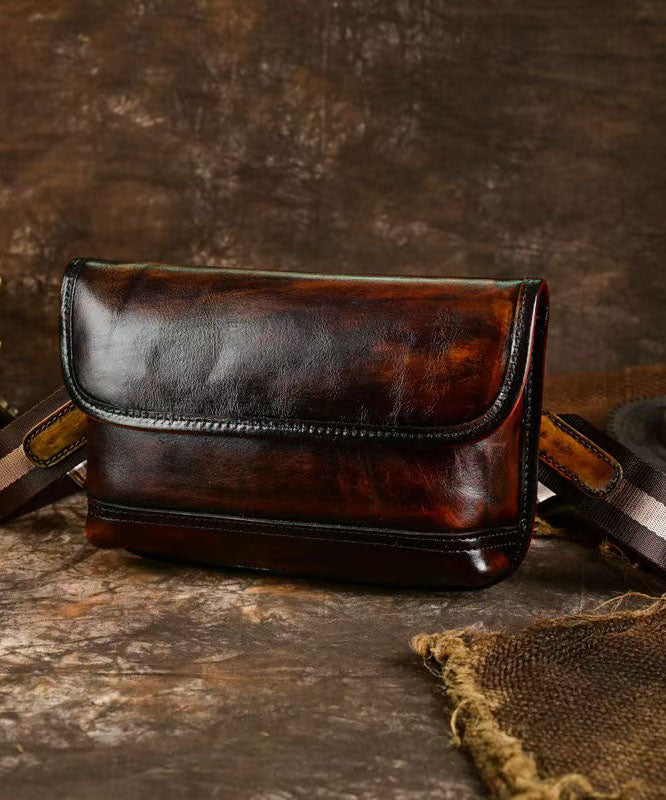 Sac enveloppe polyvalent vintage en cuir de veau café pour homme - Wavlynn